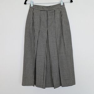 Vintage Gingham Pleated Classic Augustus Checkered A-Line Midi Skirt Sz 6/XS